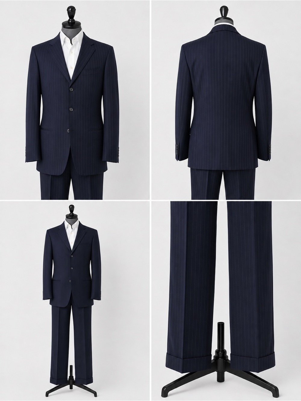 Vintage Gianfranco Ferre Navy Pinstripe Suit - Button Blazer & Trousers
